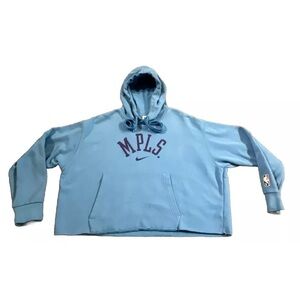 Lakers Nike Women 21/22 Throwback City Edition Cropped Hoodie Sweater Blue Large